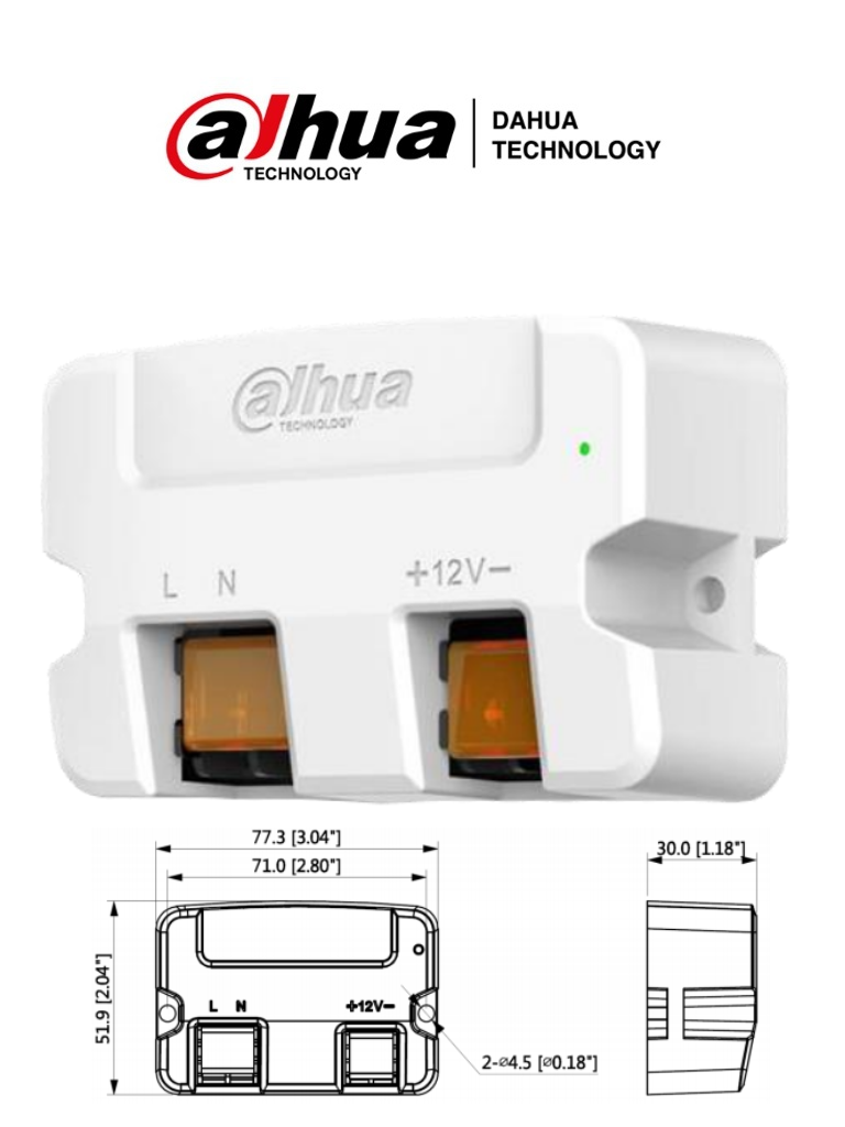 DAHUA PFM320D-015 - Fuente de Poder de 12v 1.5 Amp/ Tipo Convertidor de 110 VCA a 12VCD1.5A/ Led Indicador/ Facil Instalación/ Certificaciones CE, FCC/