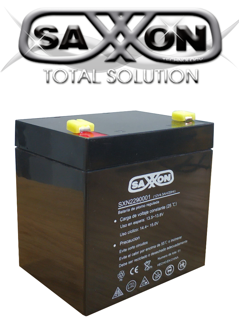 SAXXON CBAT45AH- Bateria de respaldo de 12 volts libre de mantenimiento y facil instalacion / 4.5 AH/ Compatible DSC/ CCTV/ Acceso