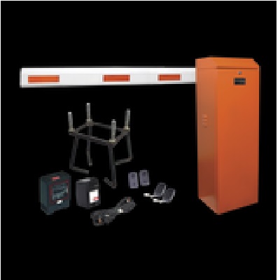 Kit COMPLETO Barrera Izquierda XB NARANJA / Brazo telescópico 3.6 a 5.5 M / Incluye Sensor de masa, Transformador, Lazo, Ancla, Fotoceldas y 2 Controles Inalámbricos