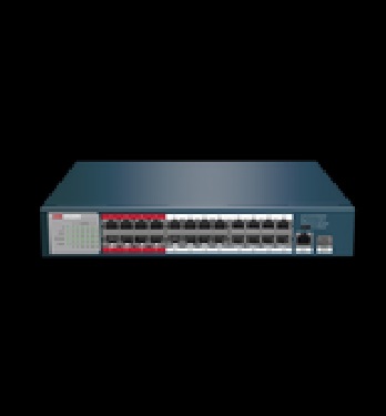 Switch PoE 250 Metros LARGA DISTANCIA / 24 puertos 802.3 af/at (30 W) 10/100 Mbps + 2 puertos Gigabit + 2 puertos SFP