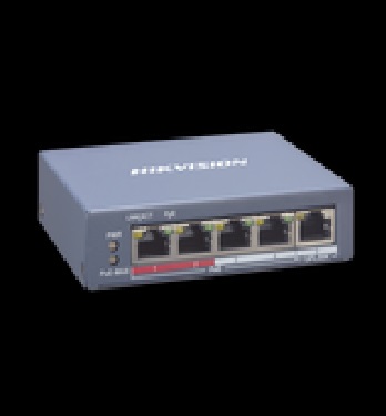 Switch Monitoreable de 4 puertos PoE+ (hasta 250 m), 10/100 Mbps, 1 puerto RJ45 Uplink, 60 Watts, conexión remota desde Hik-ProConnect