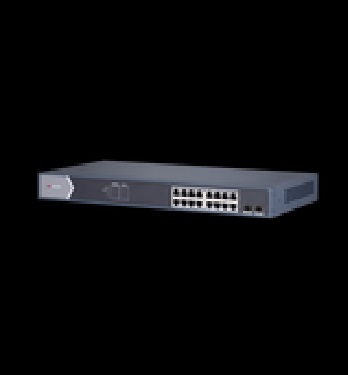 Switch Administrable de 16 puertos PoE+ (hasta 250 m), 10/100/1000 Mbps, 2 puertos SFP, 225 Watts, configuración remota desde Hik-ProConnect