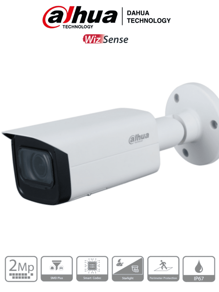 DAHUA HFW3241TZS - Camara IP Bullet de 2 Megapixeles/ Lente Motorizado de 2.7 a 13.5 mm/ IR de 60 Metros/ SMD Plus/ IP67/ Ranura para MicroSD/ (Producto Demo)