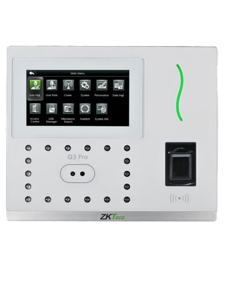 ZKTECO G3PROWIFI3G - Control de Acceso y Asistencia Facial y Palma / 12000 Rostros / 20000 Huellas SILK ID / 20000 Tarjetas ID / 6000 Palmas / Green Label / Wifi / 3G / ADMS / Batería de respaldo