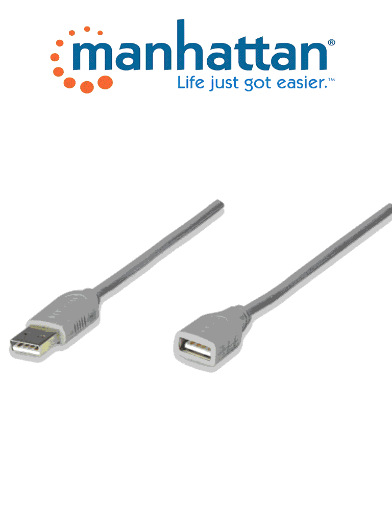 MANHATTAN 165211 - Cable de extensión USB de 1.8m / Macho a Hembra / Extiende la longitud de un cable USB hasta 5m / Velocidad máxima de 12Mbps / USB 1.1