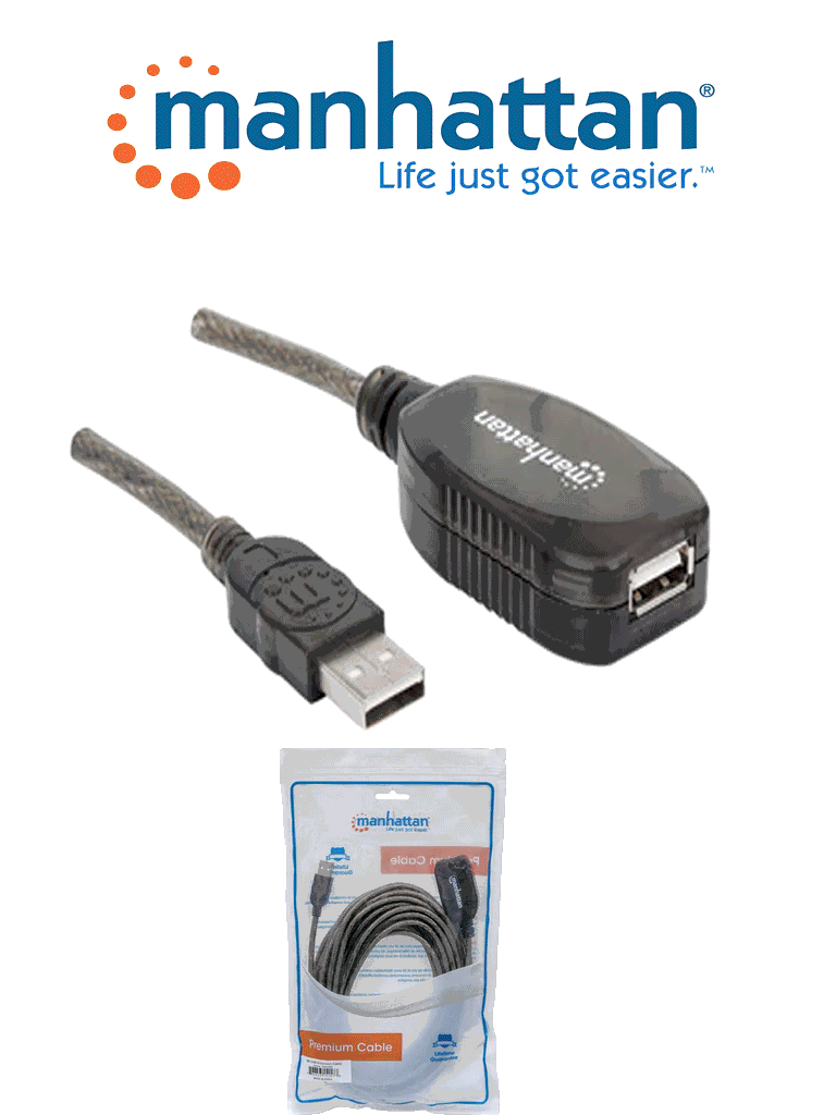 MANHATTAN 151573 - Cable USB V2.0 Ext. Activa 10.0M Bolsa