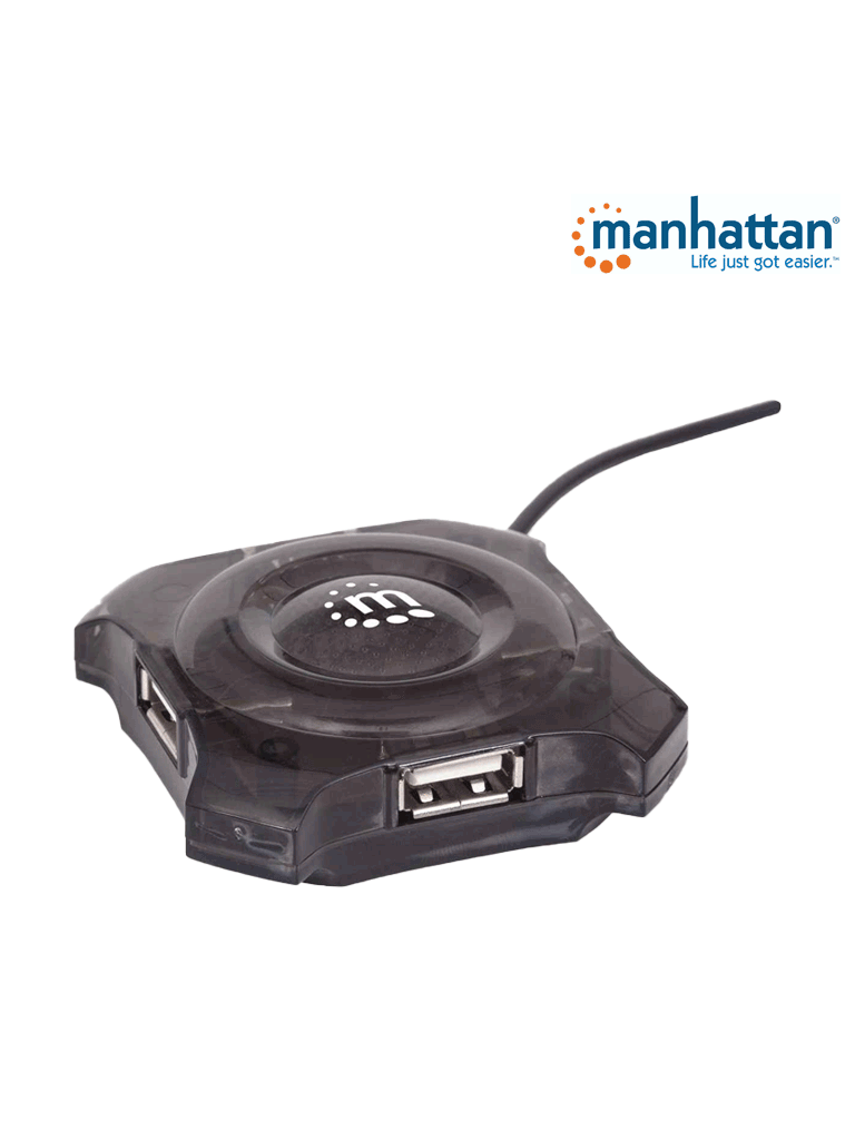 MANHATTAN 162272 Mini Hub USB 4 puertos, que proveen energía