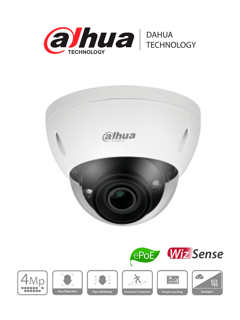 DAHUA IPC-HDBW5442E-ZE- Camara IP Domo 4 megapixeles /Inteligencia Artificial/ H265+ / WDR Real 140dB / Lente motorizado 2.7 mm a 12 mm / IVS / Ir 50 Mts / IP67 / IK10 / PoE / EPoE/