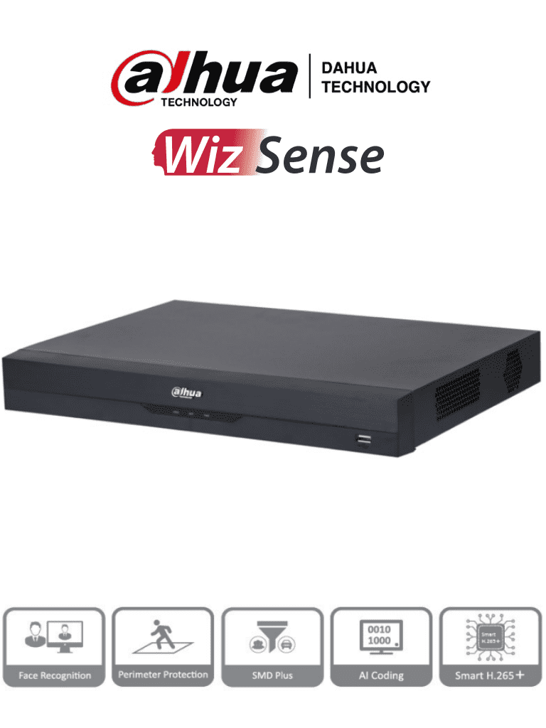 DAHUA DH-XVR5208AN-4KL-I3 - DVR 8 Canales 4k/ WizSense/ IA/ H.265+/ 2 Bahías de Discos Duros/ 8 Canales HDCVI +8 IP/ Hasta 16 Canales IP/ 2 Canales de Reconocimiento Facial/ SMD Plus/ Protección Perimetral/ IoT&POS/ #LoNuevo #INGENIERO