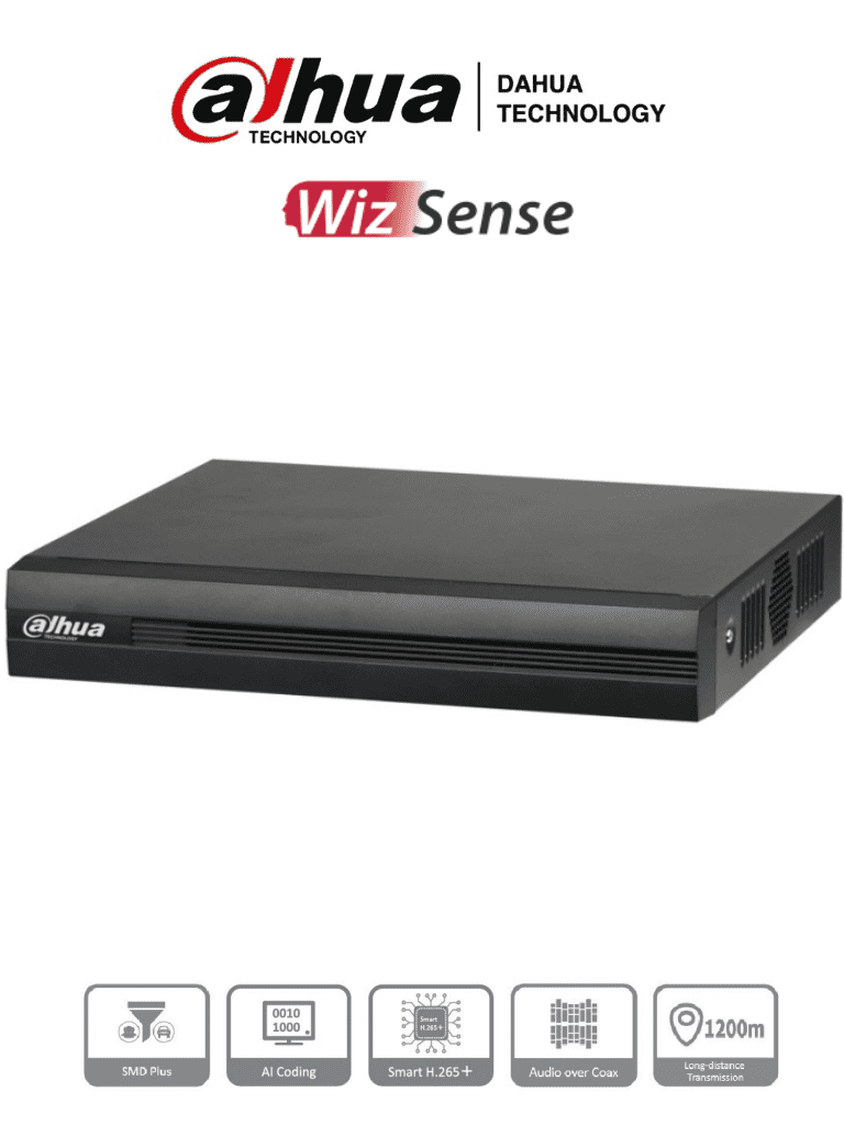 DAHUA DH-XVR1B16H-I - DVR de 16 Canales de 5 Megapixeles Lite/ WizSense/ Cooper-I/ H.265+/ 16 Canales HDCVI +8 IP/ Hasta 24 Canales IP/ SMD Plus/ / 1 Sata de Hasta 16 TB/ Soporta CVI/AHD/TVI/ CVBS e IP/ Funciones POS/ #LoNuevo