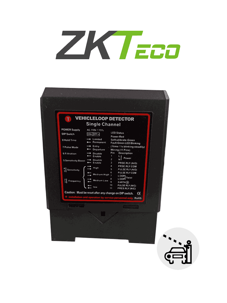 ZKTECO ZF24 - Sensor de Masa de un Carril / 24VDC/AC / Salida NO NC COM /Compatible con Barrera WEJOIN y ZKTECO