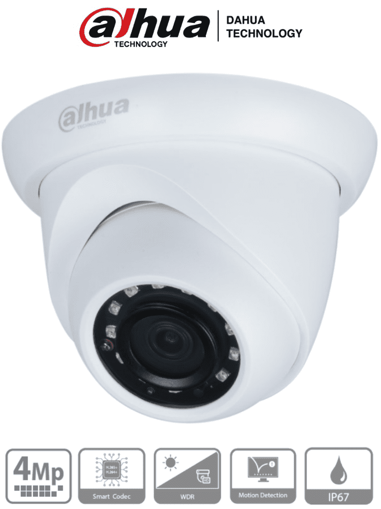 DAHUA IPC-HDW1431S - Camara IP Domo de 4 Megapixeles/ Lente de 2.8 mm/ 93 Grados de Apertura/ H.265+/ WDR Real de 120 dB/ IR de 30 Metros/ IP67/ PoE/ #LoNuevo