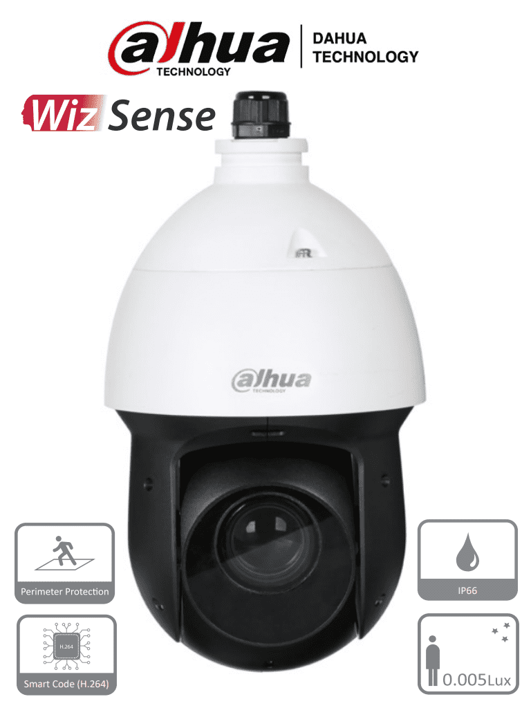 DAHUA SD49225XAN-HNR-S2 - Camara IP PTZ de 2 Megapixeles/ WizSense/ 25x de Zoom Optico/ H.265+/ Starlight/ 60 fps/ IR de 100 Mts/ Proteccion Perimetral/ SMD Plus/ WDR Real/ Deteccion de Rostros/ IP66/ E&S de Alarma y Audio/ Enfoque Predictivo/ #LoNuevo