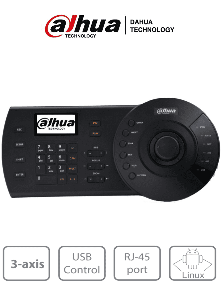 DAHUA NKB1000-E - Teclado Controlador IP con Joystick para PTZs Analogicas e IP/ Control de DVRs y NVRs/ Pantalla LCD/ RJ-45/ RS232/ Pelco D & P/ #LoNuevo