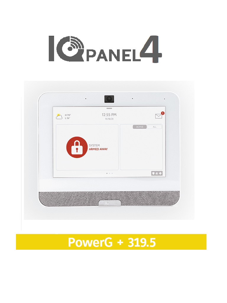 QOLSYS IQP4004 - Sistema de Alarma IQPanel4 Autocontenido , con Pantalla Tactil de 7", Power G 915 Mhz + Qolsys S-Line 319.5 Mhz. Con 4 Bocinas integradas (4W).