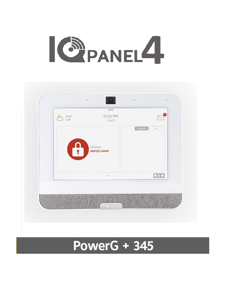 QOLSYS IQP4006 - Sistema de Alarma IQPanel4 Autocontenido , con Pantalla Tactil de 7", Power G 915 Mhz + Honeywell 345 Mhz. Con 4 Bocinas integradas (4W).