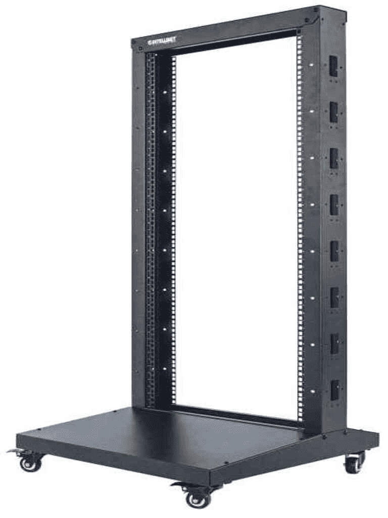 INTELLINET 714228 Rack abierto de 2 postes, 19" 26U, Presentación Flatpack, Negro