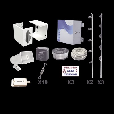 KIT ESENCIAL PARA 25Mts PERIMETRALES DE CERCO ELÉCTRICO PARA PROTECCIÓN DE ROBOS EN CASAS, NEGOCIOS, BODEGAS,ETC.