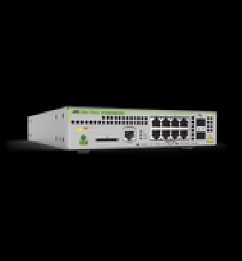 Switch PoE+ Administrable CentreCOM GS970M, Capa 3 de 8 Puertos 10/100/1000 Mbps + 2 SFP Gigabit, 124 W