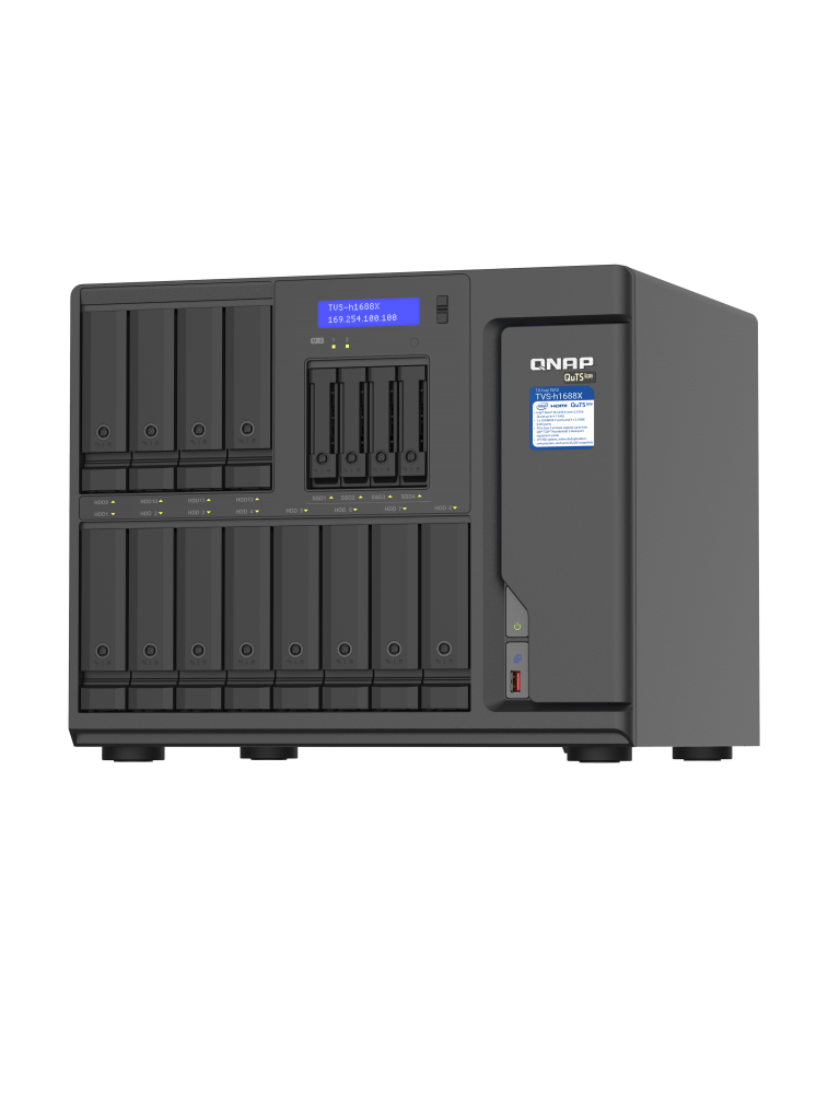 QNAP TVS-h1688X-W1250-32G - NAS 16 BAHIAS/ Intel Xeon W-1250 6 cores 12 threads 3.3 GHz, 32GB DDR4 ECC RAM, 4 x 2.5GbE, 2 x 10GBASE-T 10GbE, 2 x M.2 22110/2280 NVMe