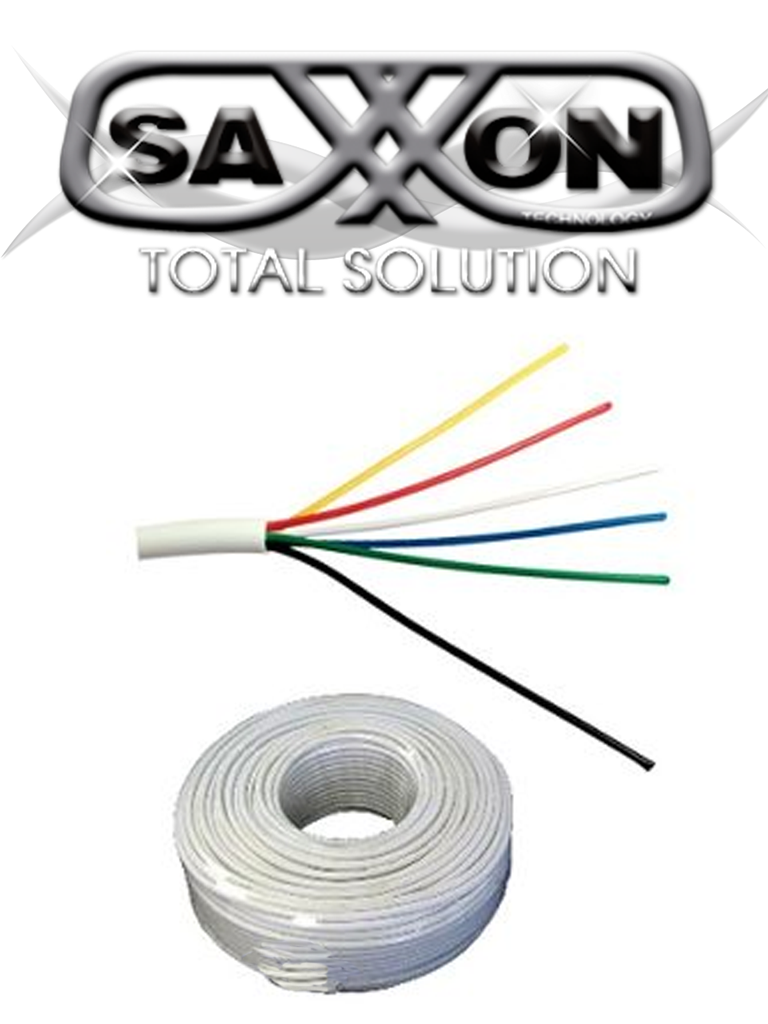 SAXXON OWAC6100J - Cable de alarma / 6 Conductores / CCA/ Calibre 22 AWG / 100 Metros / Recomendable para control de acceso / Videoportero / Audio / Reforzado/#INGENIERO