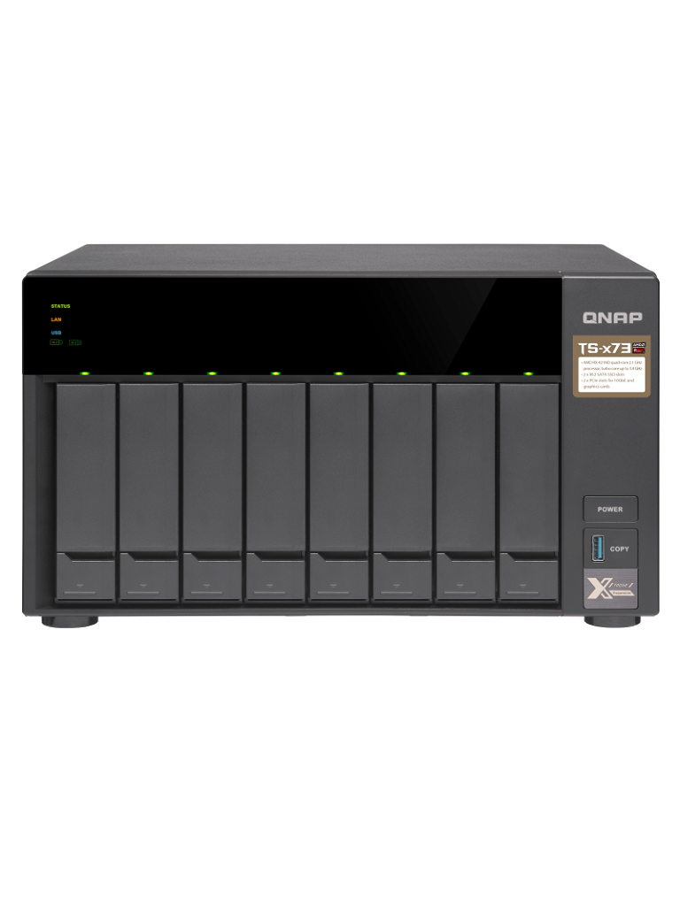 QNAP TS8738G - Sistema de almacenamiento en red / 8 Bahias / QUADCORE / 8 GB RAM / 4 X LAN Gigabit