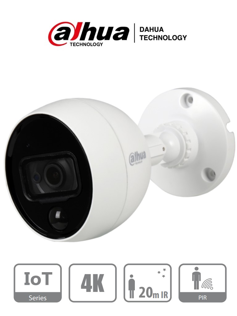 DAHUA ME2802B - Camara Bullet IoT 4K/ 8 Megapixeles/ Lente de 2.8 mm/ 110 Grados de Apertura/ WDR Real 120 dB/ PIR Inteligente/ IP67/ Compatible con DVRs WizSense