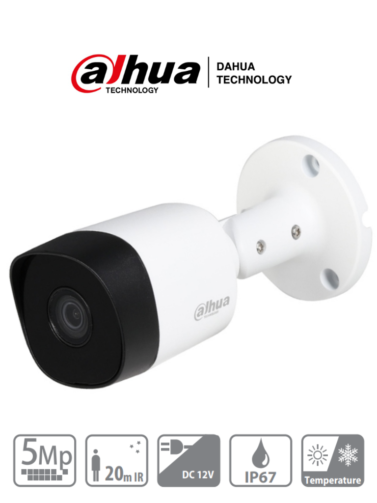 DAHUA COOPER B2A51-28 - Camara Bullet de 5 Megapixeles/ Lente de 2.8mm/ Ir de 20 Mts/ IP67/ Metalica/ CVI/CVBS/AHD/TVI/