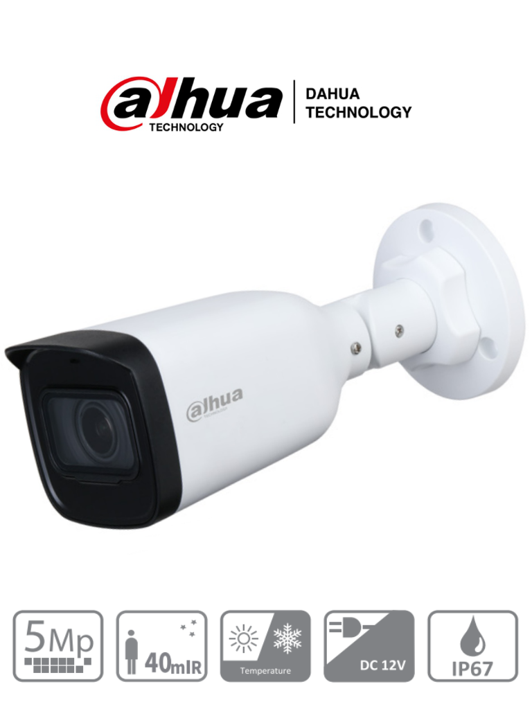 DAHUA HAC-B3A51-Z - Camara Bullet de 5 Megapixeles/ Lente Motorizado de 2.7 a 12 mm/ IR de 40 Mts/ IP67/ CVI/CVBS/AHD/TVI/