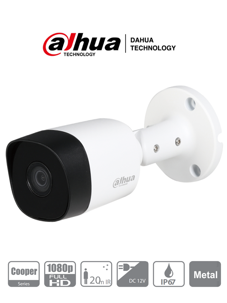 DAHUA COOPER B2A21 - Camara Bullet HDCVI 1080p/ 720p/ 93 Grados de Apertura/ Lente 3.6 mm/ IR de 20 Mts/ IP67/ Metalica/ TVI AHD y CVBS/