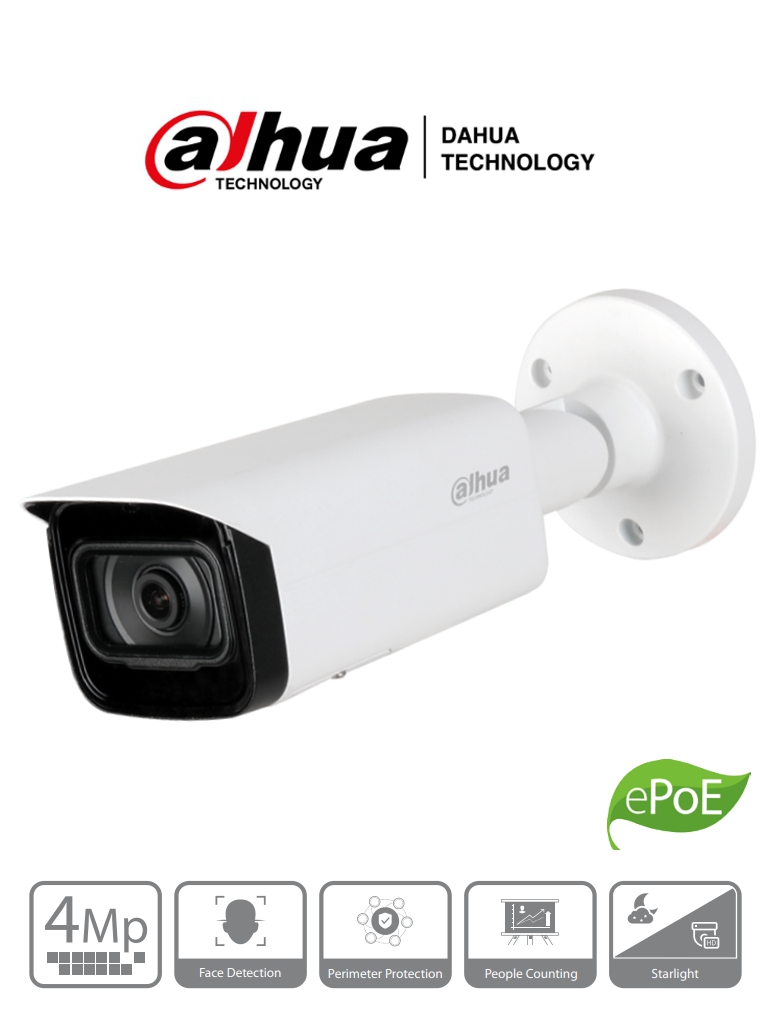 DAHUA IPC-HFW5442T-SE - Cámara IP Bullet de 4 Megapixeles WizMind/ Lente de 2.8 mm/ 113 Grados de apertura/ Detección de Rostros/ Protección Perimetral/ Conteo de Personas/ IR de 50 Mts/ WDR Real/ IP67/ IK10/ MicroSD/