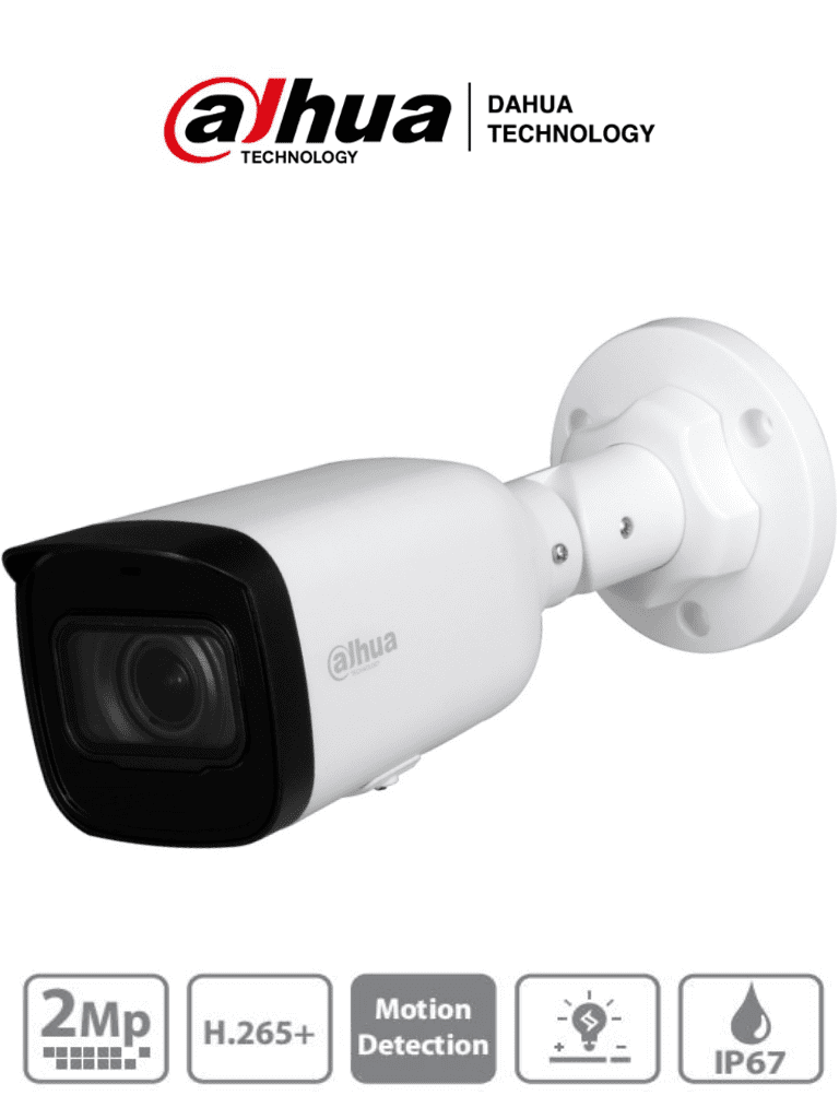 DAHUA IPC-HFW1230T1N-ZS - Camara IP Bullet de 2 Megapixeles/ Lente Motorizado de 2.8 a 12mm/ H.265+/ IR de 50 Mts/ IP67/ PoE/ Ranura para MicroSD/ DWDR/ 3D DR/ HLC/ BLC/