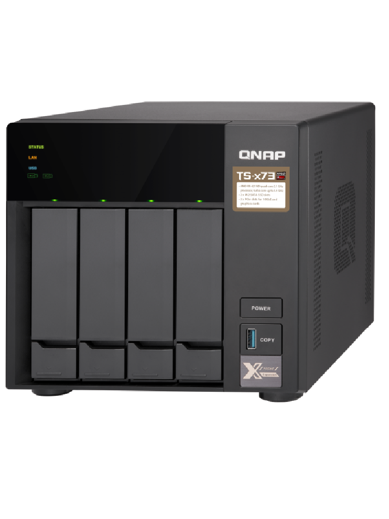 QNAP TS4738G - NAS SERVIDOR DE ARCHIVOS/ 4 BAHIAS SATA/ PROCESADOR QUADCORE TURBO CORE 3.4 GHZ/ 8GB RAM EXPANDIBLE/ 4 PUERTOS LAN GIGABIT/