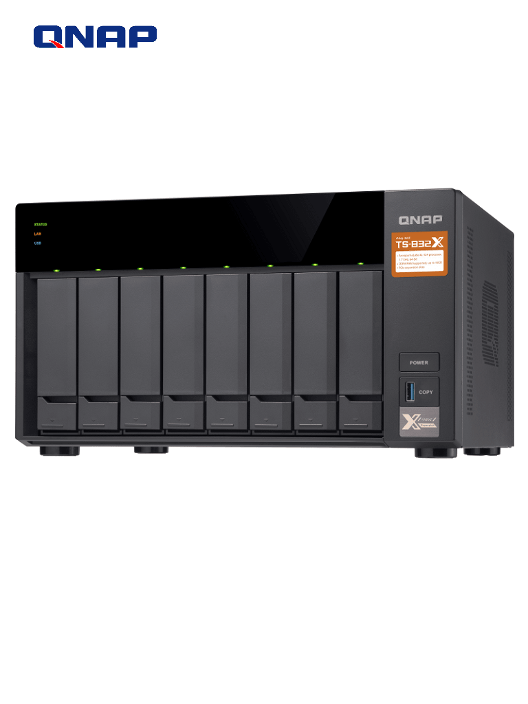 QNAP TS832X2G - SERVIDOR DE ALMACENAMIENTO EN RED 8 BAHIAS TORRE/ 2GB RAM/ CUATRO NUCLEOS ALPINE AL-324/ 2 RJ45 GB/ 2 SFP 10 GB/