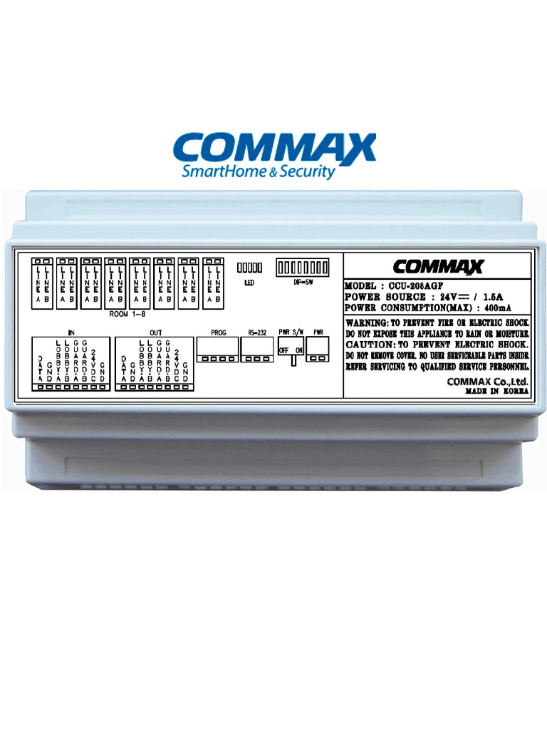 COMMAX CCU208AGF - Distribuidor de piso para sistema de audio portero departamental/ 8 Intercomunicadores AP2SAG / Conexión a 2 hilos / 24 VDC/ Sistema #Audiogate