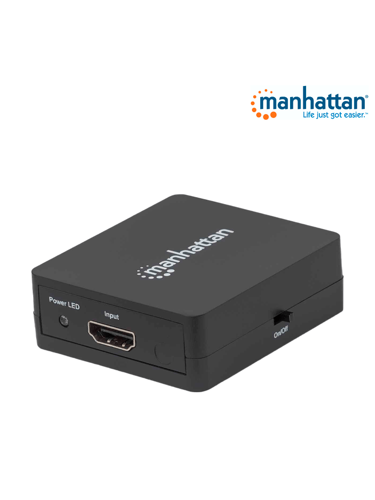 MANHATTAN 207652 - Splitter / Divisor de Video HDMI/ FullHD/ 1 Entrada y 2 Salidas/ Distancia de Entrada 15 Metros/ Distancia de Salidas 15 Metros/ Soporta Conexión en Cascada/ Soporta sonido LPCM, Sonido Master DTS-HD y Dolby TrueHD/