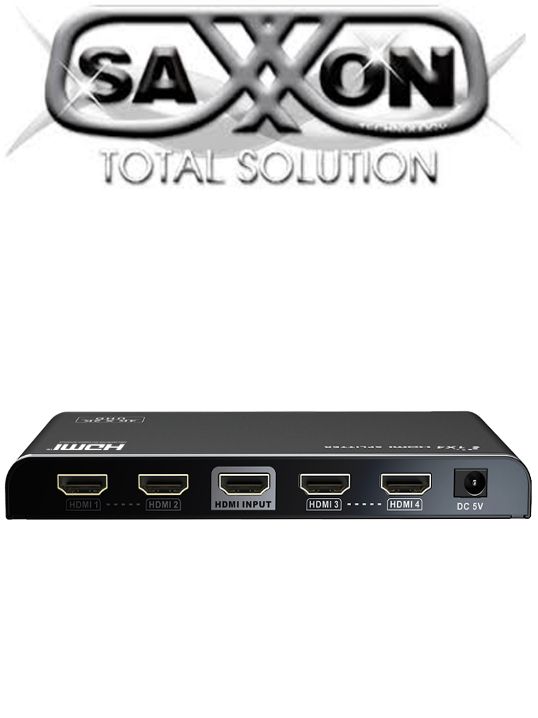 SAXXON LKV314V20- Divisor de Video HDMI/ 1 Entrada y 4 Salidas/ Soporta Resoluciones de Hasta 4k & 2k @ 60Hz/ Compatible con HDMI2.0 y HDCP2.0/ Soporta HDMI 3D/ #ESM2022