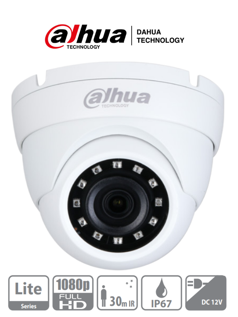 DAHUA HDW1200M28 - Camara Domo 1080p/ Metálica/ Lente de 2.8mm/ 101 Grados de Apertura/ Ir de 30 Metros/ IP67/ DWDR/ BLC/HLC/AGC/ Soporta HDCVI/TVI/AHD/CBVS/