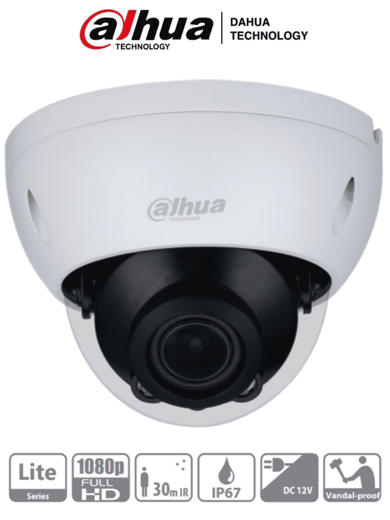 DAHUA HAC-HDBW1200R-Z- Camara Domo Antivandalica de 2 Megapixeles/ Lente Motorizado de 2.7 a 12mm/ IR de 30 Metros/ Metalica/ IP67/ IK10/ Soporta CVI/CVBS/AHD/TVI/ BLC/HLC/DWDR