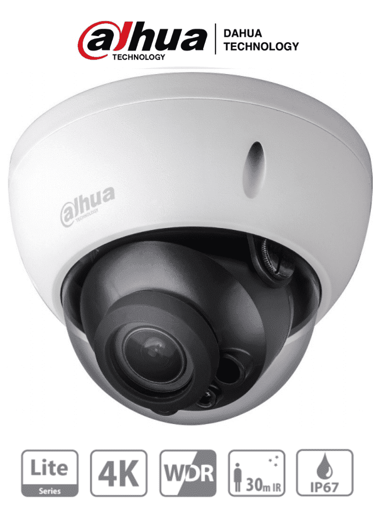 DAHUA HAC-HDBW1801R-Z - Camara Domo 4k Antivandalica/ 8 Megapixeles/ Lente Motorizado de 2.7 a 13.5 mm/ IR de 30 Mts/ Metálica/ WDR Real de 120 dB/ IP67/ IK10/ Soporta: CVI/TVI/AHD/CVBS/