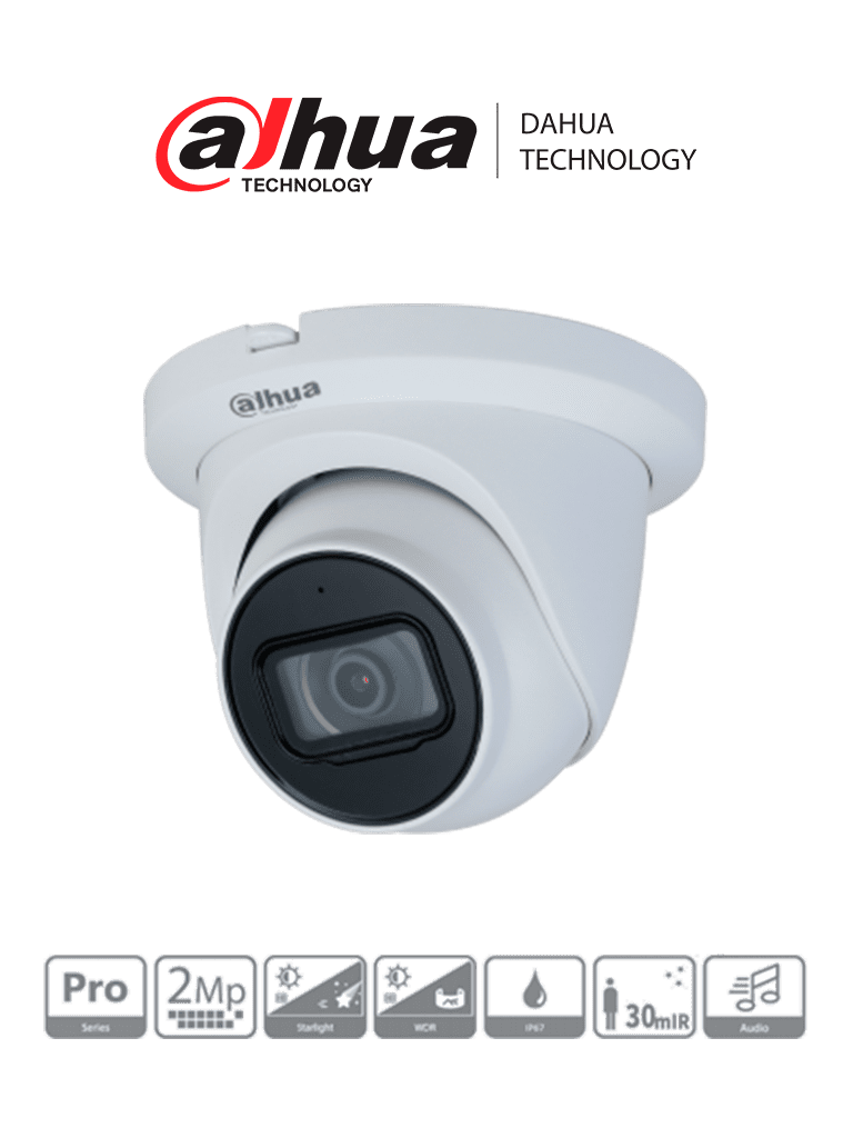 DAHUA DH-HAC-HDW2241TMQN-A - Camara Domo de 2 Megapixeles/ Super Adapt/ Lente de 2.8 mm/ 109 Grados de Apertura/ WDR de 130 dB/ IR de 60 Mts/ Microfono Integrado + 1 Ch de Audio/ IP67/ Instalación Rapida/