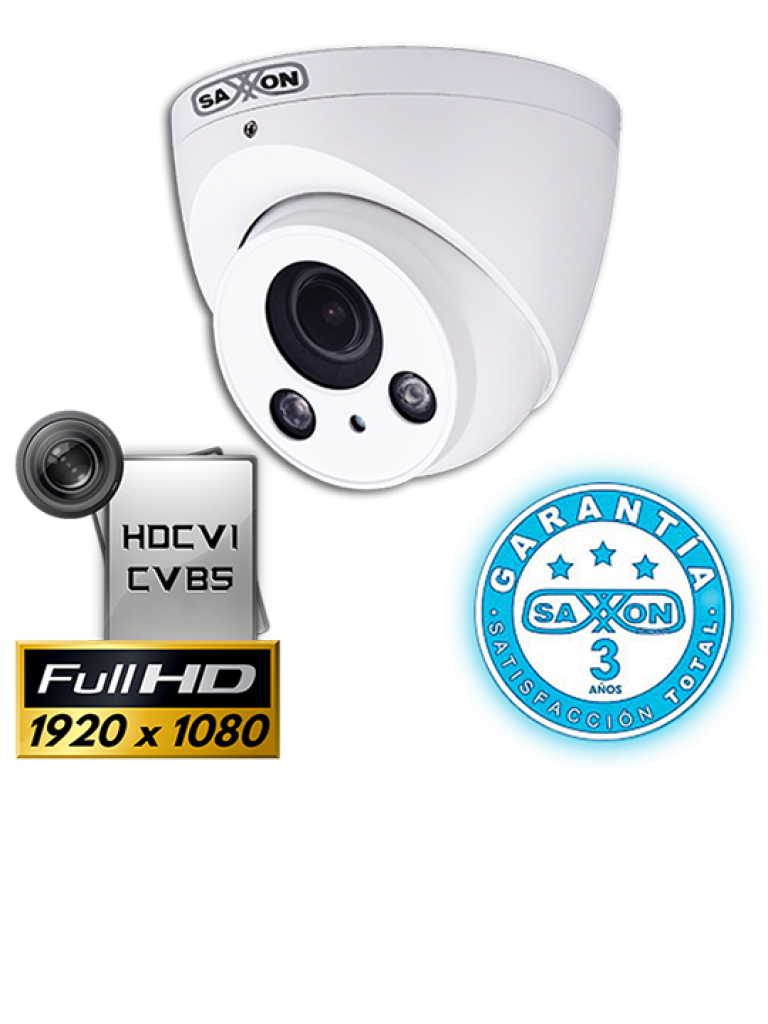 SAXXON PRO DM2710TM - Camara domo HDCVI 1080p / CVBS / Lente motorizado 2.7 mm-12 mm / Ir 60M / WDR / IP67 / BLC / HLC / Smart ir / Metalica/