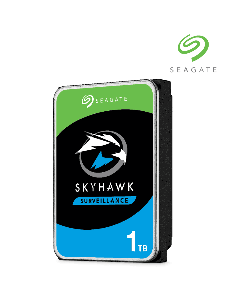 SEAGATE ST1000VX005- Disco Duro de 1TB SkyHawk/ Para Videovigilancia/ Ideal para Trabajo 24/7/ Inteface: SATA de 6 Gb/s/ Hasta 64 Cámaras/ Hasta 8 Bahías/ 36 Meses de Garantía/