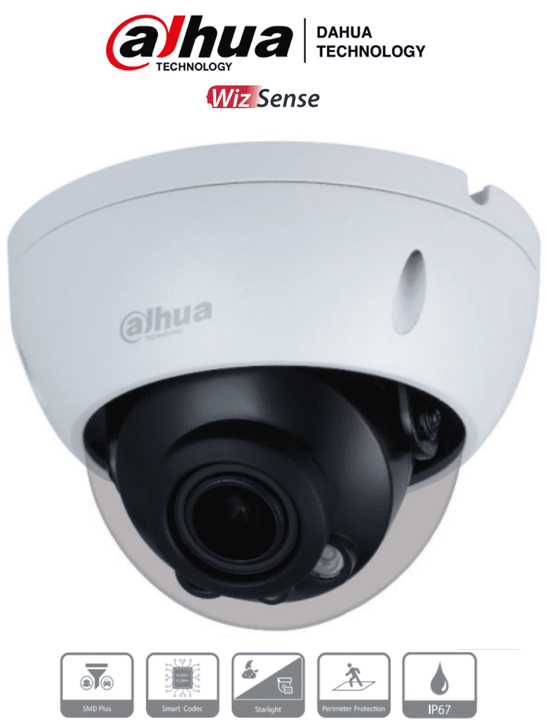 DAHUA HDBW3241RZS - Camara IP Domo de 2 Megapixeles/ WizSense/ Lente Motorizado de 2.7 a 13.5 mm/ 40 Metros de IR/ H.265+/ Ranura para MicroSD/ SMD Plus/ IP67/ ik10/ (Producto Demo)