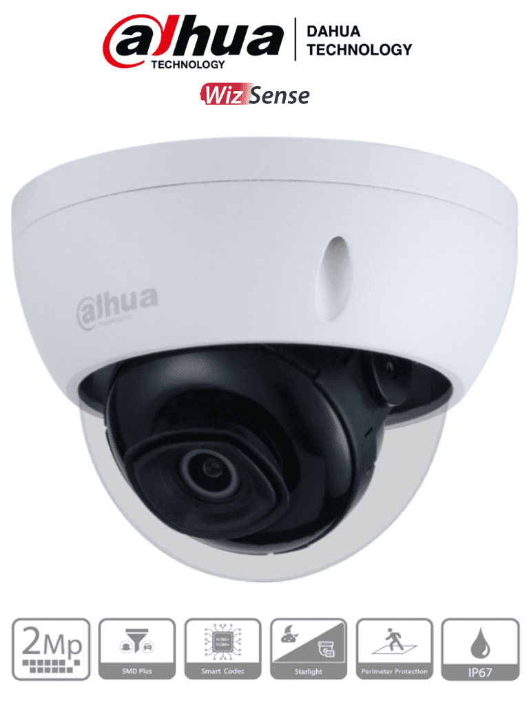 DAHUA HDBW3241ES - Camara IP Domo de 2 Megapixeles/ WizSense/ Lente Fijo de 3.6/ Ir de 50 Mts/ Ranura para MicroSD/ SMD Plus/ IP67/ IK10/ (Producto Demo)