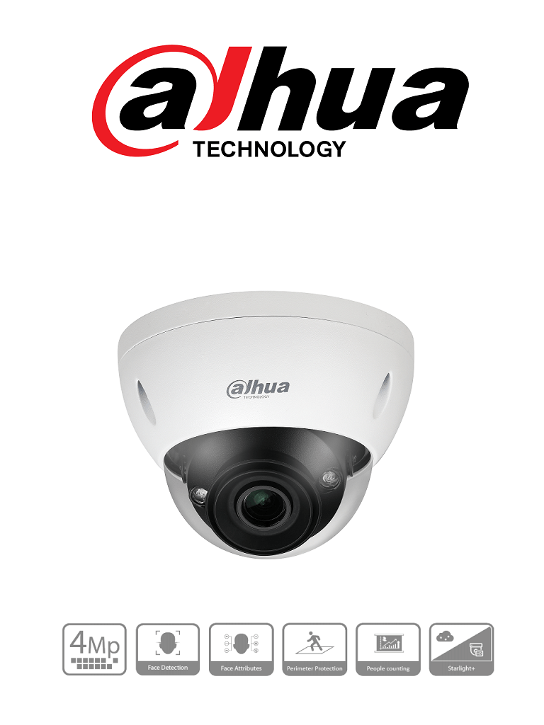 DAHUA IPC-HDBW5442E-ZE- Camara IP Domo 4 megapixeles /Inteligencia Artificial/ H265+ / WDR Real 120dB / Lente motorizado 2.7 mm a 13.5 mm / IVS / Ir 50 Mts / IP67 / IK10 / PoE / EPoE/