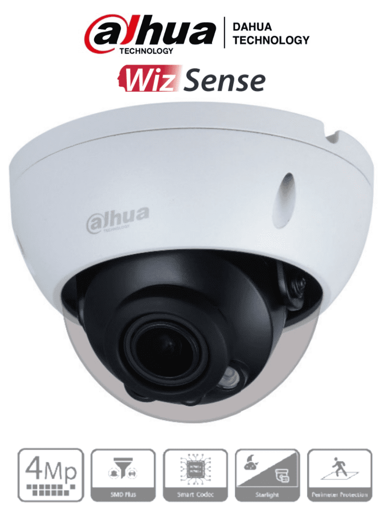 DAHUA IPC-HDBW3441R-ZS - Camara Domo IP de 4 Megapixeles/ WizSense/ Lente Motorizado de 2.7-13.5mm/ H.265+/ IR de 40 Mts/ WDR Real/ Ranura para MicroSD/ IP67/ IK10/ PoE/