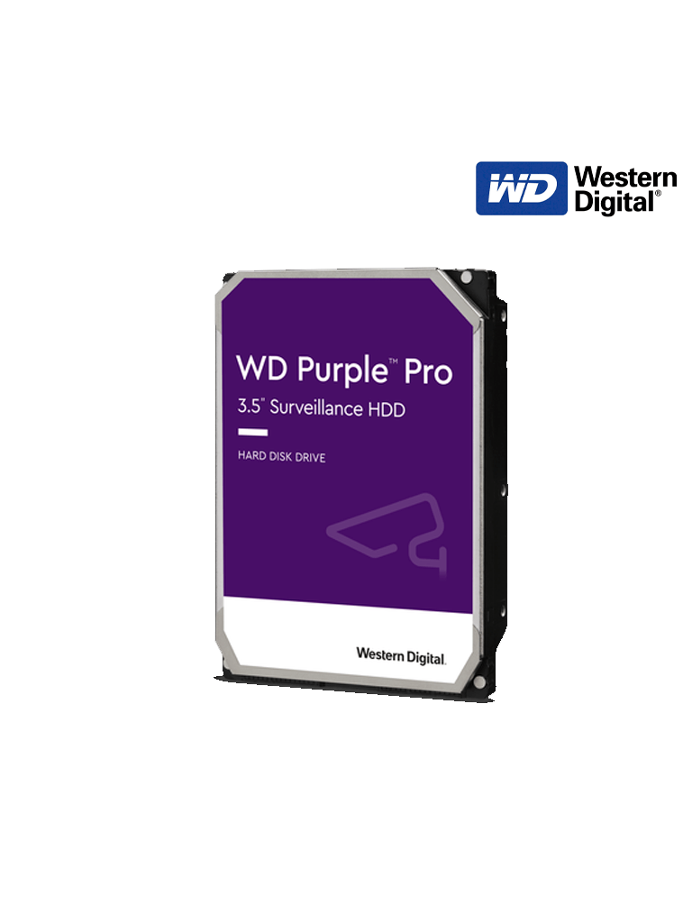 WESTERN WD101PURP- Disco Duro de 10TB Purple PRO/ Especial para Videovigilancia con IA/ Tecnología IA AllFrame/ Interface: Sata 6 Gb/s/ Cache 256 MB/ Hasta 64 Cámaras/ 32 Secuencias de IA para Análisis de Aprendizaje Profundo/