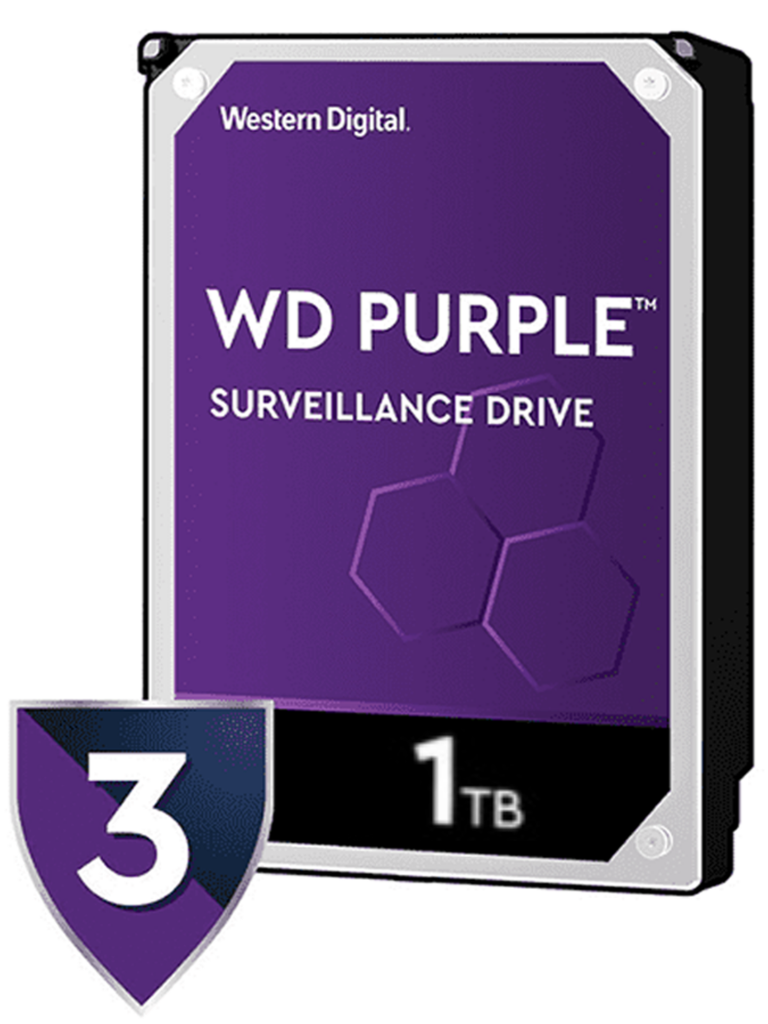 WESTERN WD10PURZ - Disco Duro de 1TB Purple/ Especial Para Videovigilancia/ Trabajo 24/7/ Interface: Sata 6 Gb/s/ Hasta 64 Cámaras/ Hasta 8 Bahías de Discos Duros/ 3 Años de Garantía/