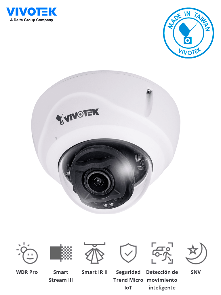 VIVOTEK FD9387-HTV-A - CAMARA IP DOMO 5 MP / Lente Varifocal 2.7~13.5mm / H.265 / IP67 /ENFOQUE REMOTO / SNV / POE / SMART STREAM III / WDR PRO / TREND MICRO SECURITY / SMART MOTION / SMART IR II / ANTIVANDALICA IK10 / AUDIO 2 VIAS